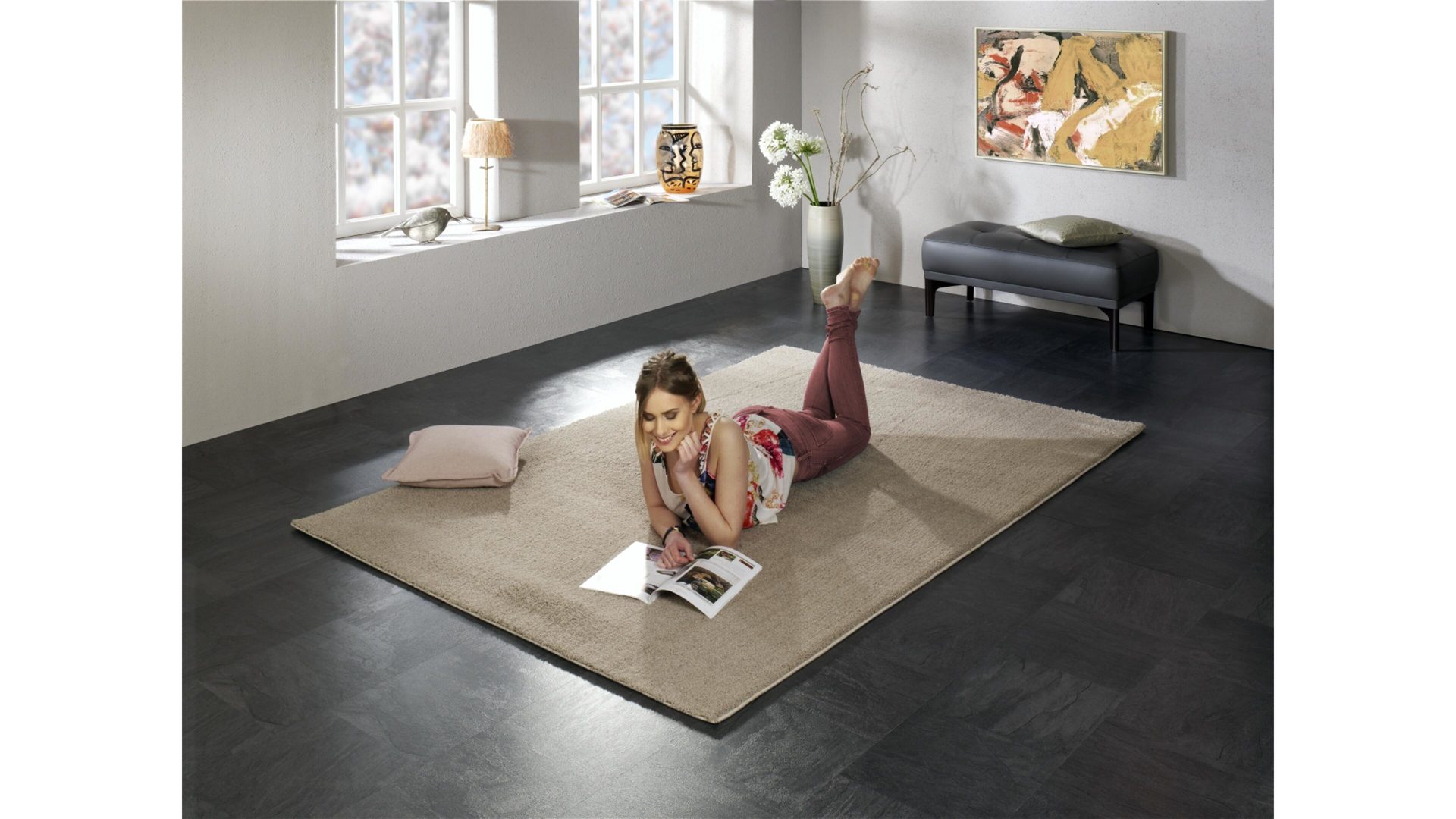 Hochflorteppich Oci aus Kunstfaser in Beige Hochflorteppich Soft Dream für Ihre Wohnaccessoires beige Kunstfaser – ca. 160 x 230 cm