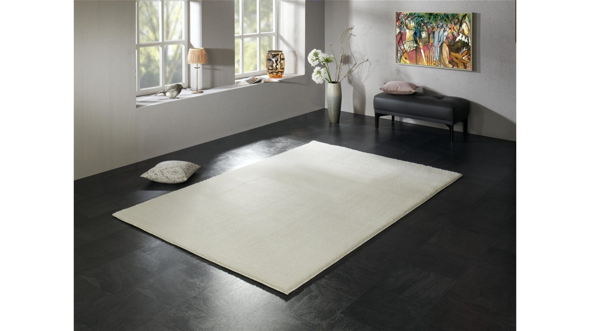 Hochflorteppich Oci aus Kunstfaser in Weiß Hochflorteppich Soft Dream für Ihre Wohnaccessoires cremefarbene Kunstfaser – ca. 140 x 200 cm