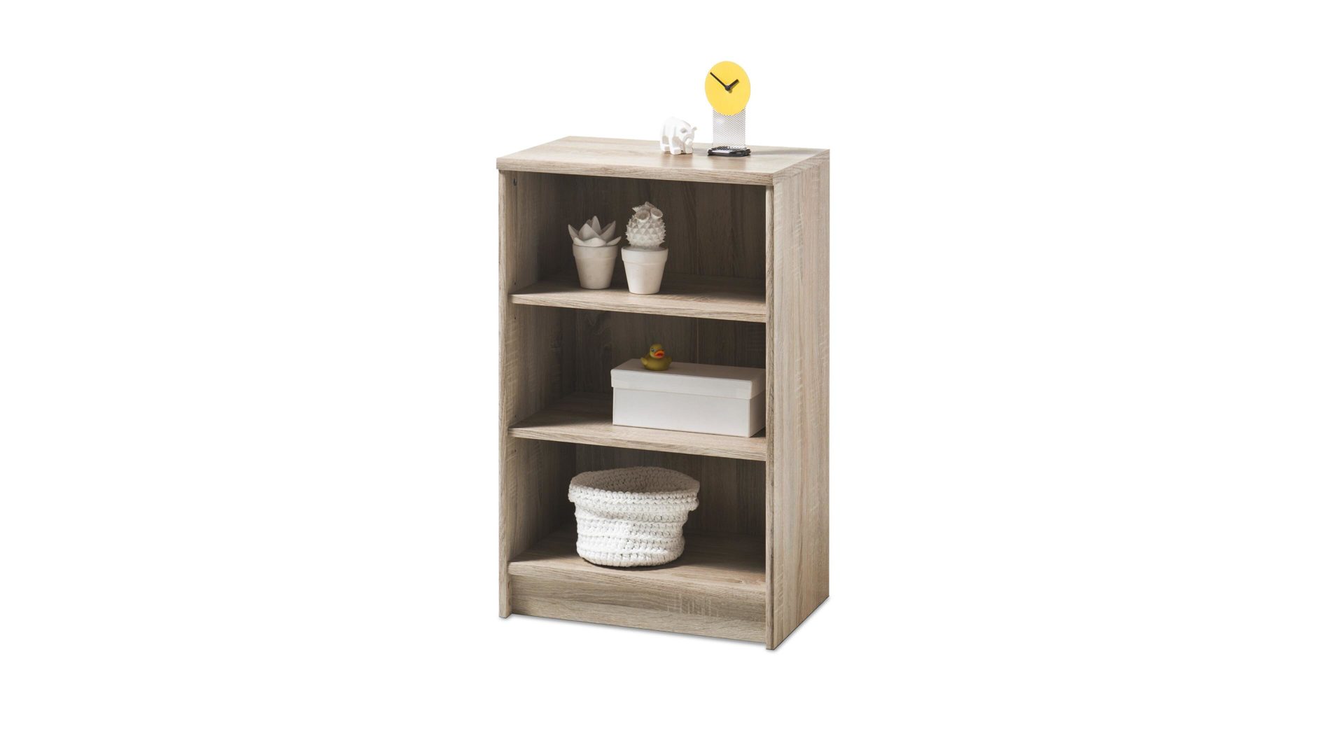 Regal Bega-consult aus Holz in Weiß Bücherregal bzw. Standregal Sonoma eichefarbene Kunststoffoberflächen – Höhe ca. 86 cm, zwei Böden