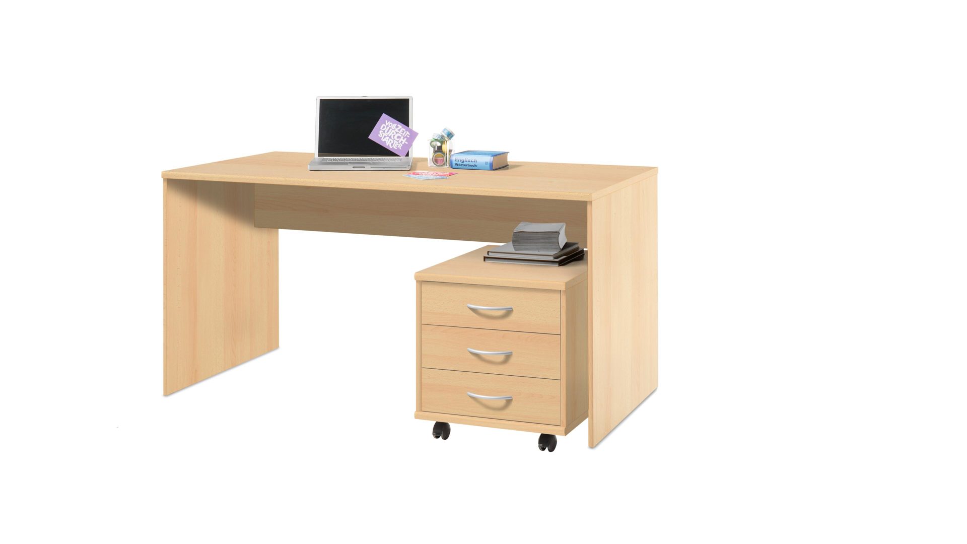 Schreibtisch Bega-consult aus Holz in Holzfarben Schreibtisch buchefarbene Kunststoffoberflächen – ca. 150 x 75 cm