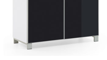 Schuhschrank Voss möebel aus Glas in Schwarz VOSS MÖBEL Schuhschrank Santina als Dielenmöbel weißer Lack & anthrazitfarbenes Glas – zwei Schubladen, zwei Türen