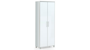 Garderobenschrank Voss möebel aus Glas in Braun VOSS MÖBEL Garderobenschrank Santina als Dielenmöbel weißer Lack & taupefarbenes Glas – zwei Türen
