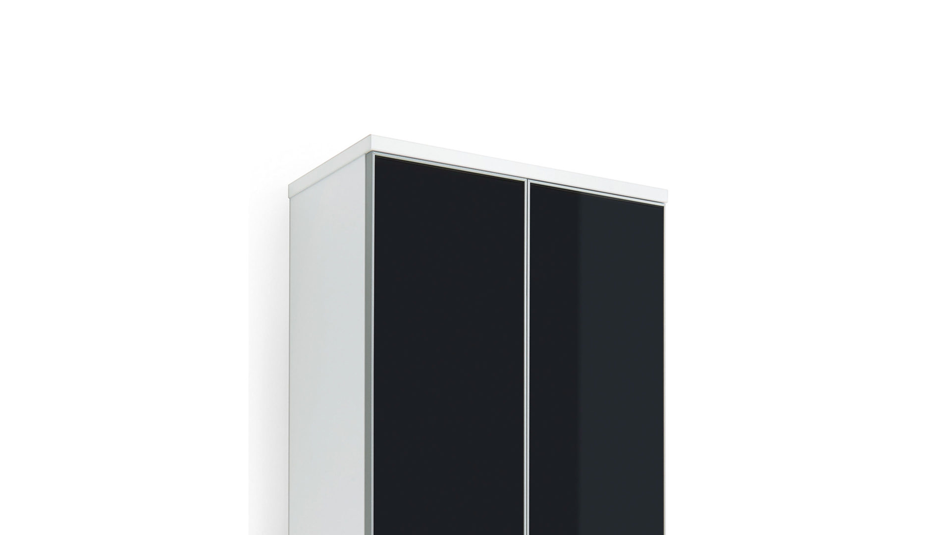 Garderobenschrank Voss möebel aus Glas in Schwarz VOSS MÖBEL Garderobenschrank Santina als Dielenmöbel weißer Lack & anthrazitfarbenes Glas – zwei Türen