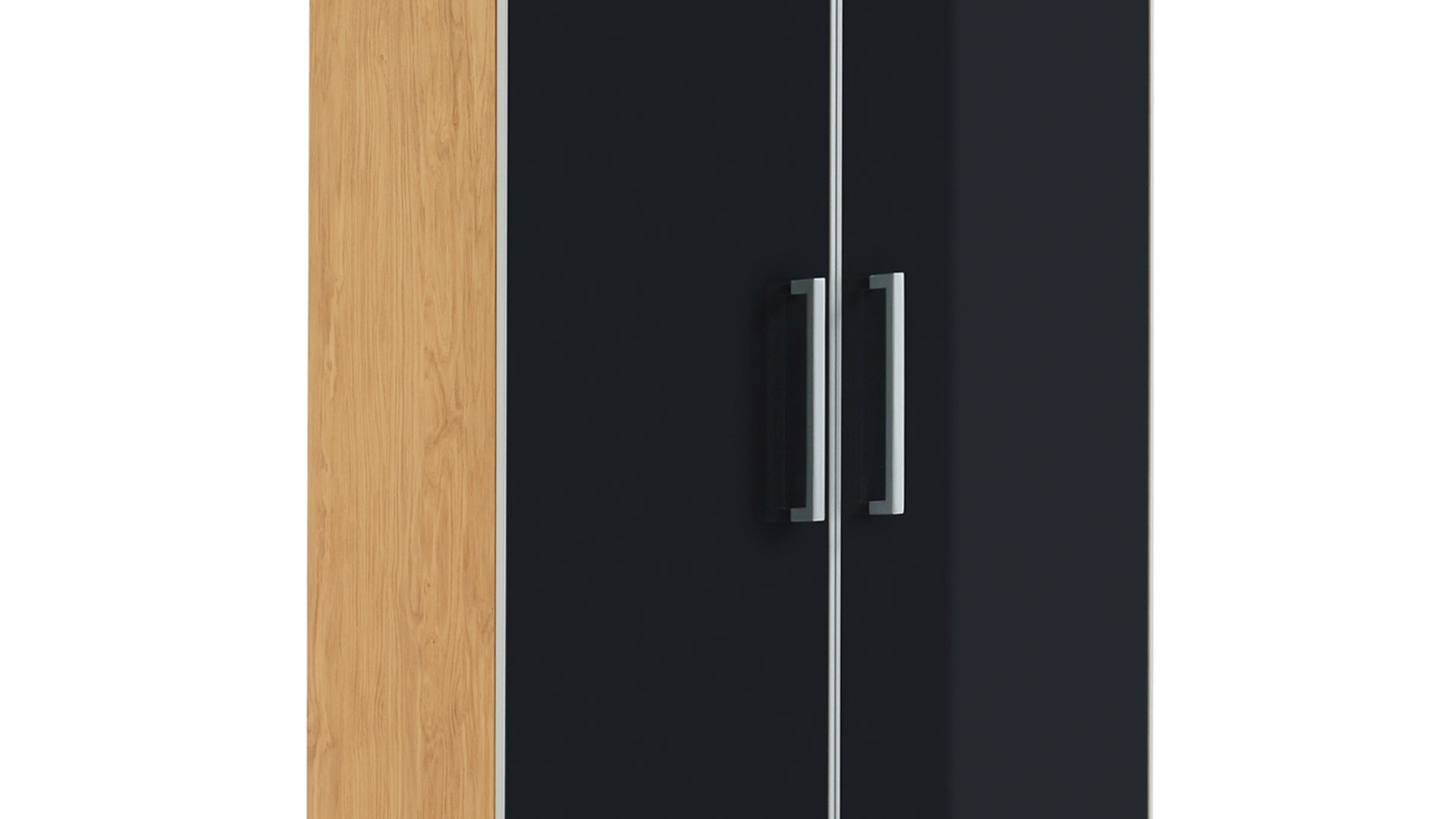 Garderobenschrank Voss möebel aus Glas in Schwarz VOSS MÖBEL Garderobenschrank Santina als Dielenmöbel Eiche Bianco & anthrazitfarbenes Glas – zwei Türen
