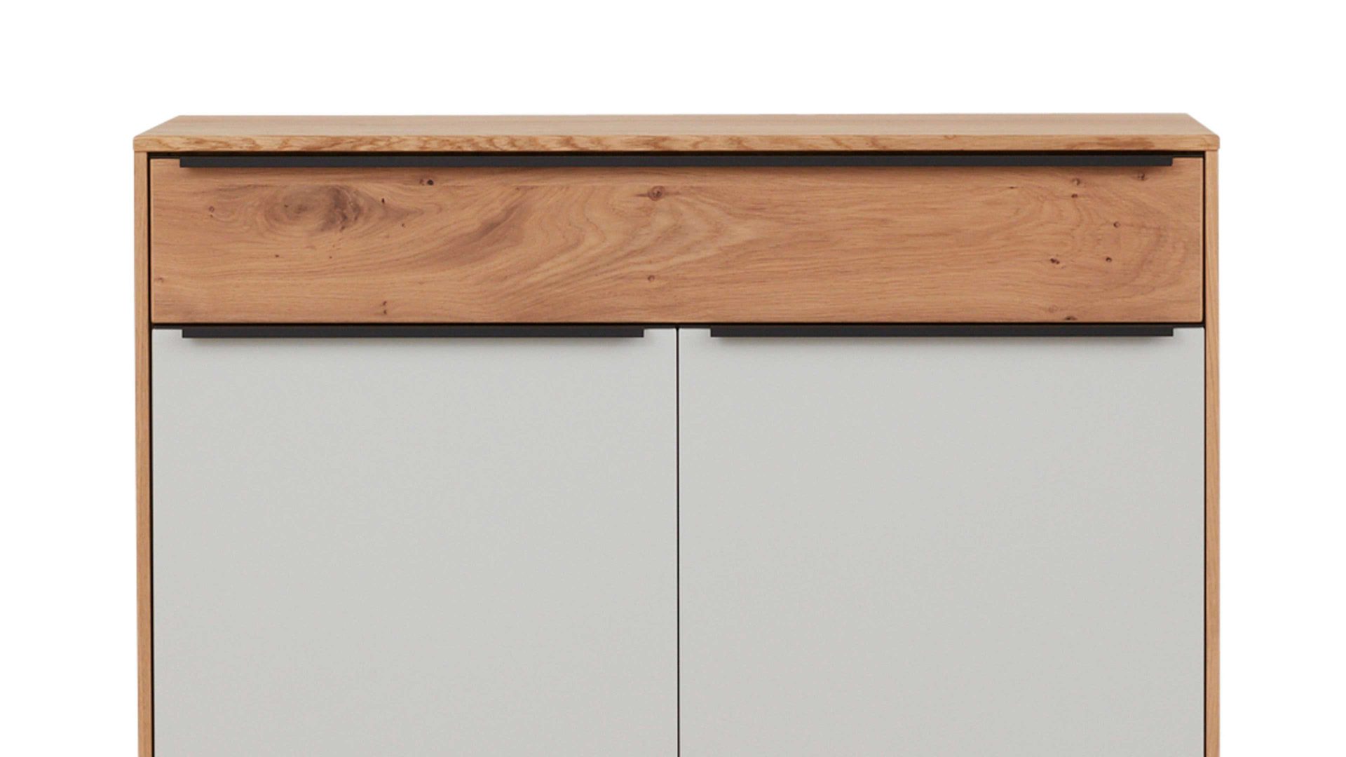 Kombikommode Interliving aus Holz in Holzfarben Interliving Garderoben Serie 6005 – Kommode Eiche & lichtgrauer Lack – eine Schublade, zwei Türen