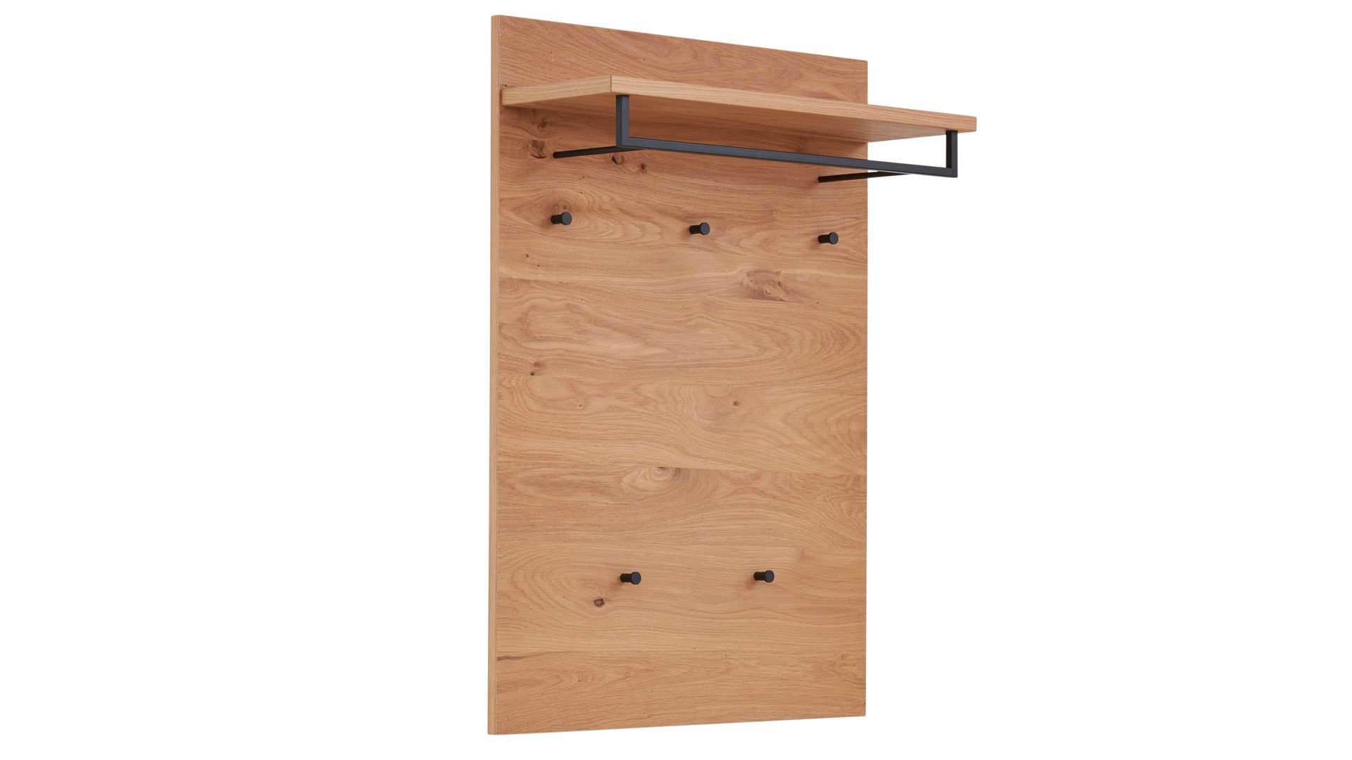 Wandgarderobe Interliving aus Holz in Holzfarben Interliving Garderoben Serie 6005 – Wandgarderobe Balkeneiche – ca. 80 x 109 cm