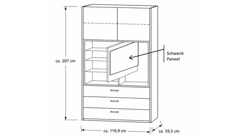 Kleiderschrank Interliving aus Holz in Grau Interliving Kleiderschrank Serie 1207 – Eckschrank Taupe & Balkeneiche - Stellfläche ca. 293 x 252 cm