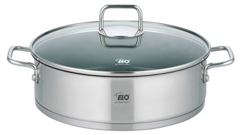Topf Elo® aus Metall in Metallfarben ELO® Servierpfanne Citrin Edelstahl & Klarglas – Durchmesser ca. 28 cm