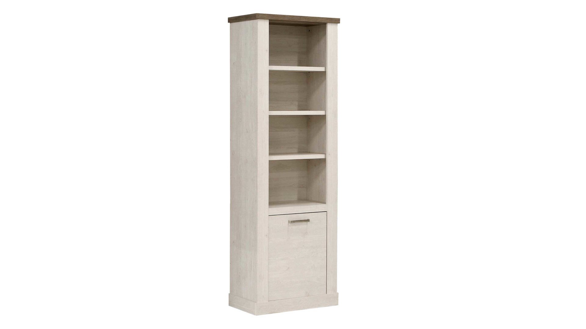 Regal Forte® aus Holz in Weiß Regal Duro mit Tür Pinie weiß & Eiche antik – Höhe ca. 212 cm