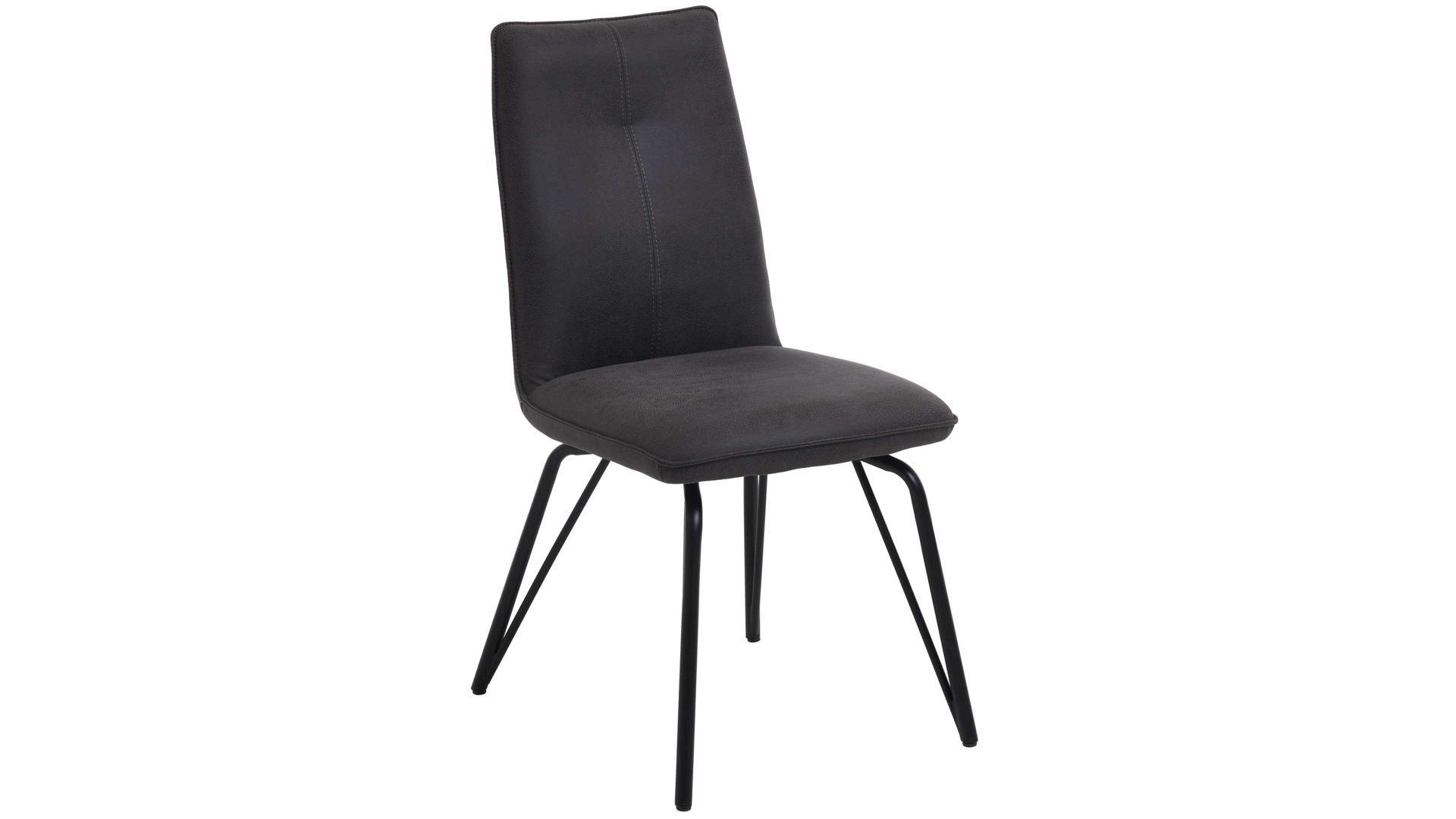 Vierfußstuhl Habufa® aus Leder in Schwarz HABUFA® Esszimmerstuhl Bella schwarzer Velours Rocky & schwarze Metallfüße