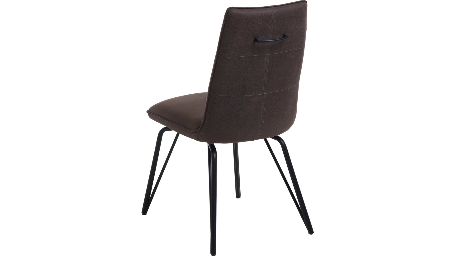 Vierfußstuhl Habufa® aus Leder in Braun HABUFA® Esszimmerstuhl Bella lavafarbener Velours Rocky & schwarze Metallfüße