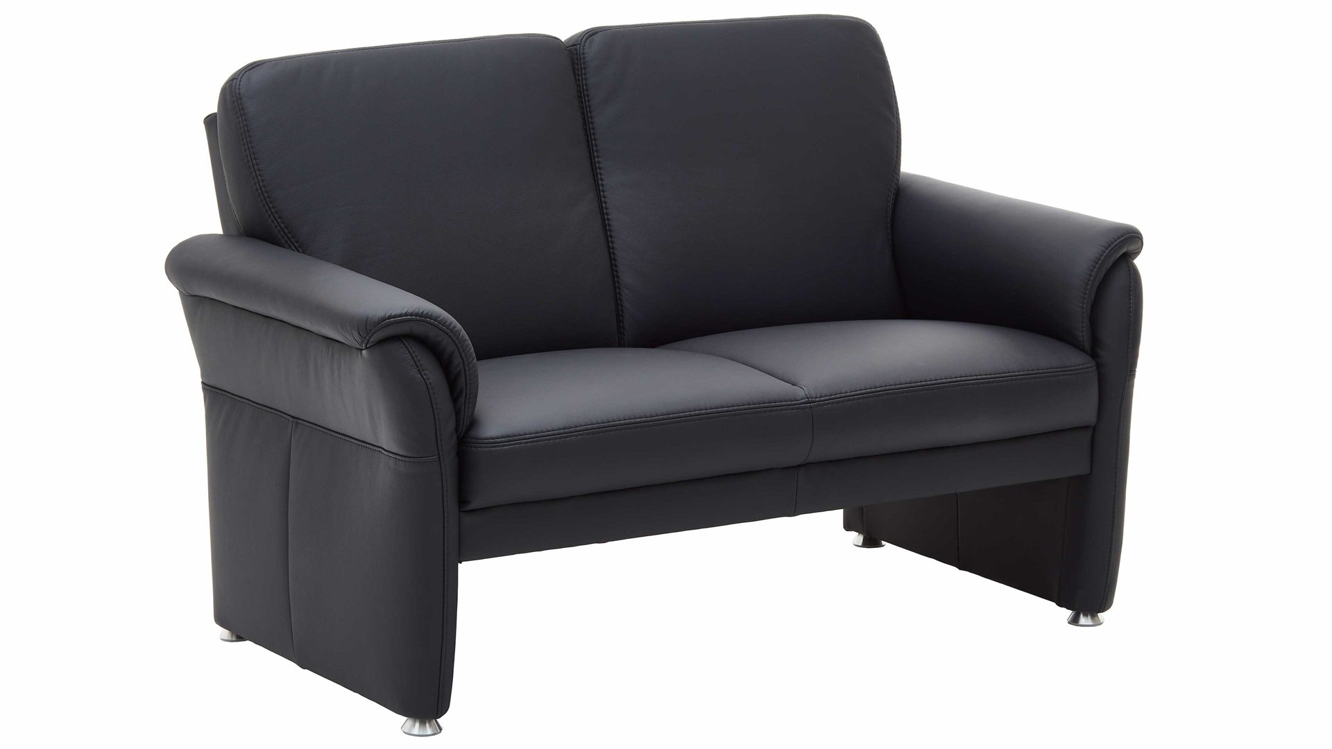 Zweisitzer Steinpol polsteria aus Leder in Schwarz Leder-Zweisitzer schwarzes Leder Punch & Alufüße - Länge ca. 140 cm