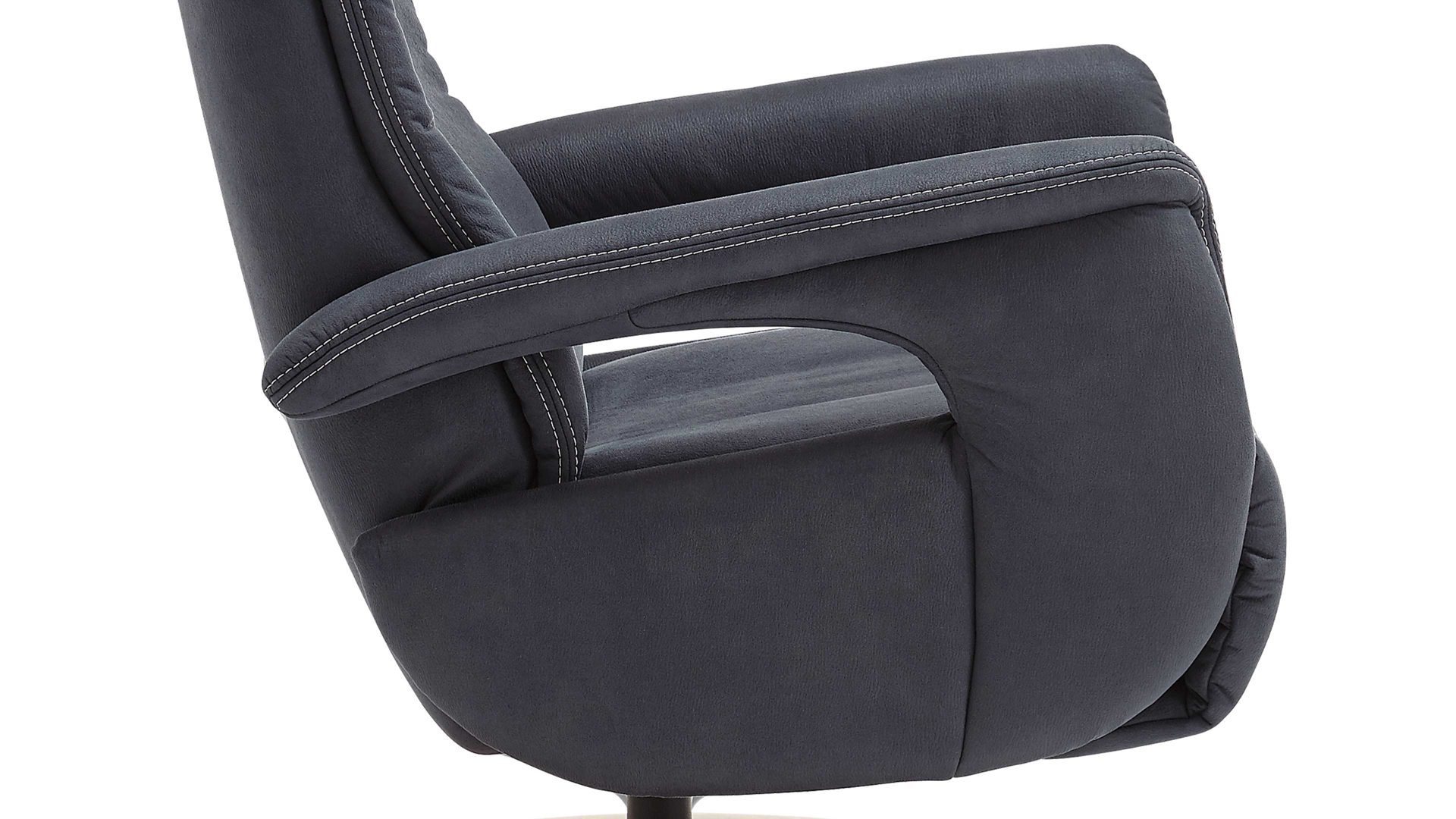 Relaxsessel modulmaster aus Stoff in Dunkelblau Modulmaster MM-ZE1062 - Relaxsessel DRF1 denimfarbene Mikrofaser Deluxe & Holz-Tellerfuß