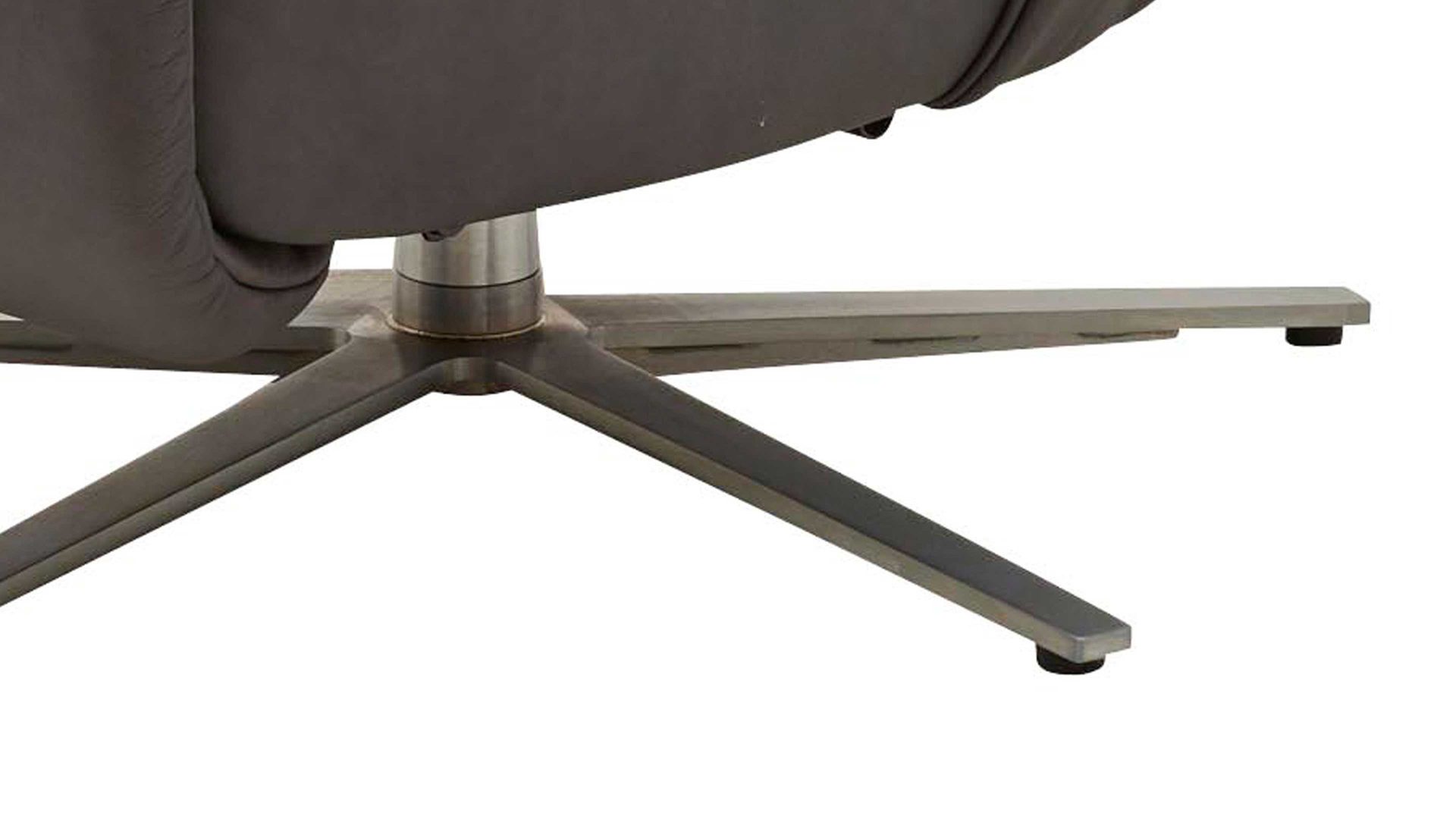 Relaxsessel Interliving aus Leder in Grau Interliving Sessel Serie 4551 – Relaxsessel colafarbenes LongLife-Leder & edelstahlfarbener Sternfuß – ein Motor