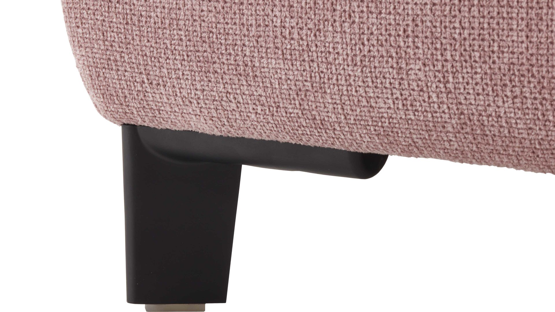 Ecksofa KAWOO aus Stoff in Rosa KAWOO Polsterprogramm Torino - Ecksofa fliederfarbenes Flachgewebe Paris 21572 & schwarze Metallfüße – Stellfläche ca. 186 x 312 cm