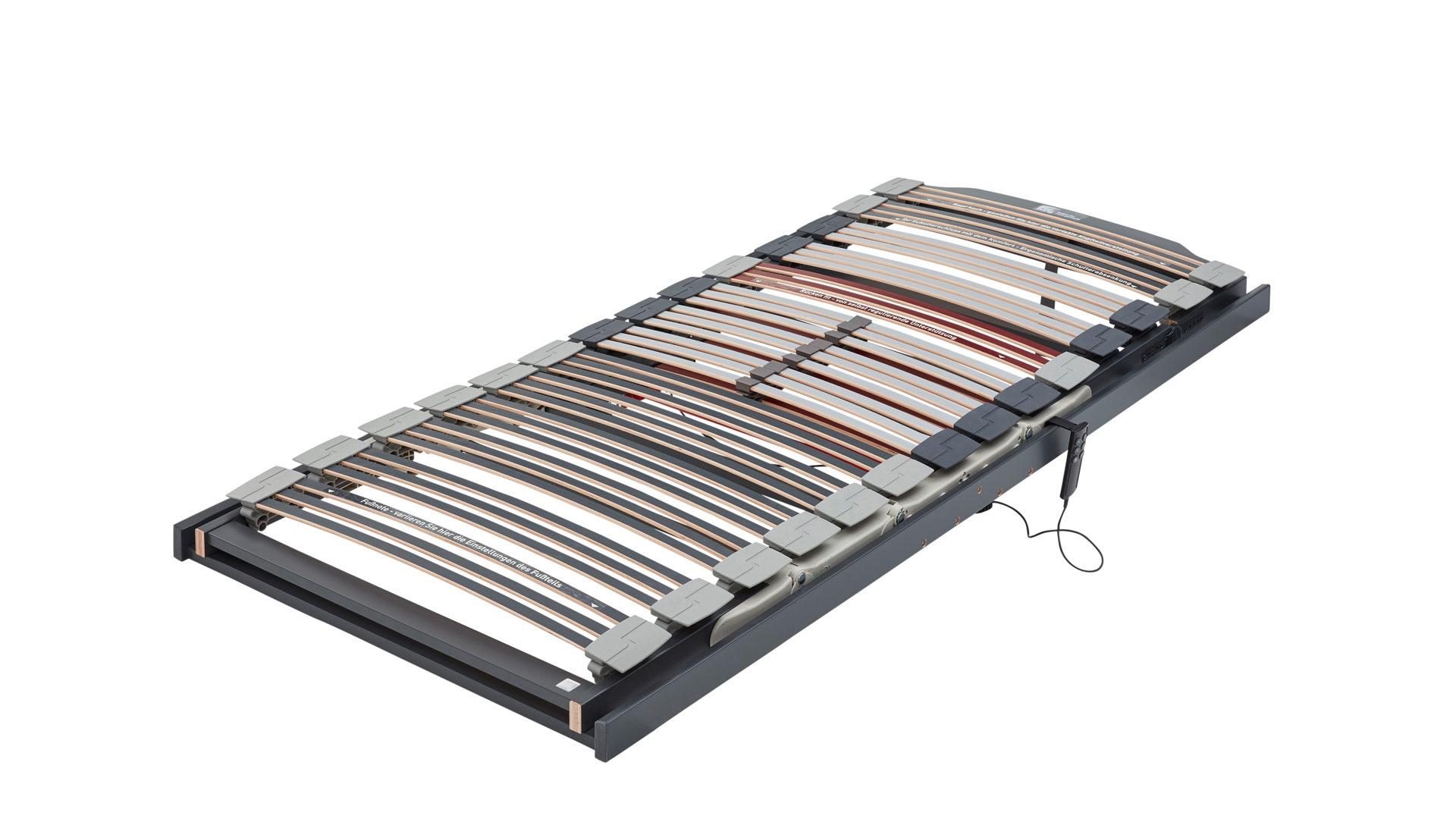 Lattenrost Interliving aus Holz in Grau Interliving Lattenrost Serie 1943 – Lattenrost MASTER motorische Rücken- & Fußteilverstellung – Liegefläche ca. 90 x 190 cm