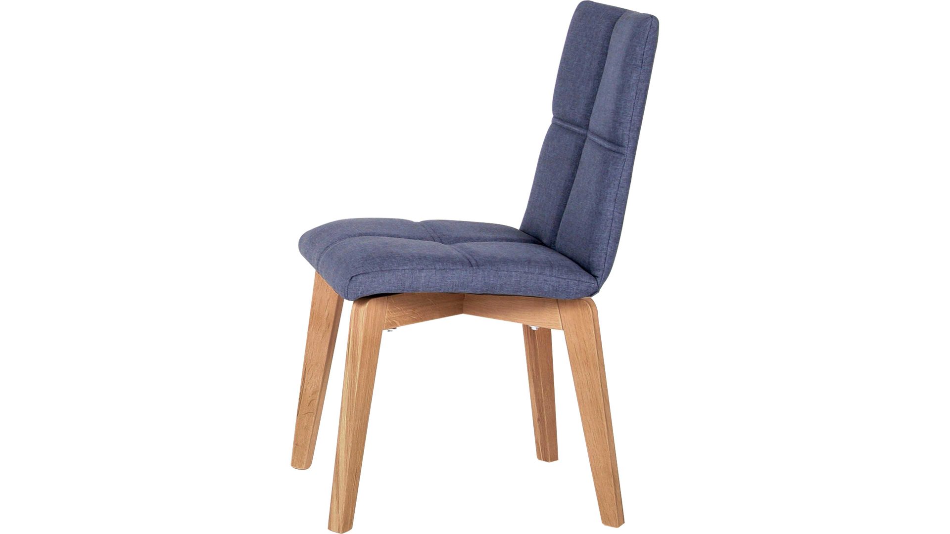 Polsterstuhl Standard furniture factory aus Stoff in Blau Polsterstuhl als bequemes Sitzmöbel jeansfarbenes Flachgewebe Grand 4012, Schale 2 & naturfarbenes Eichegestell