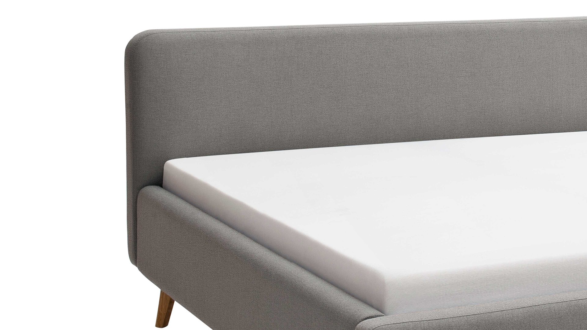 Bettgestell Meise.möbel aus Stoff in Hellgrau Polsterbettgestell Mattis hellgraues Flachgewebe Aspen 92 & Holzfüße - Liegefläche ca. 180 x 200 cm