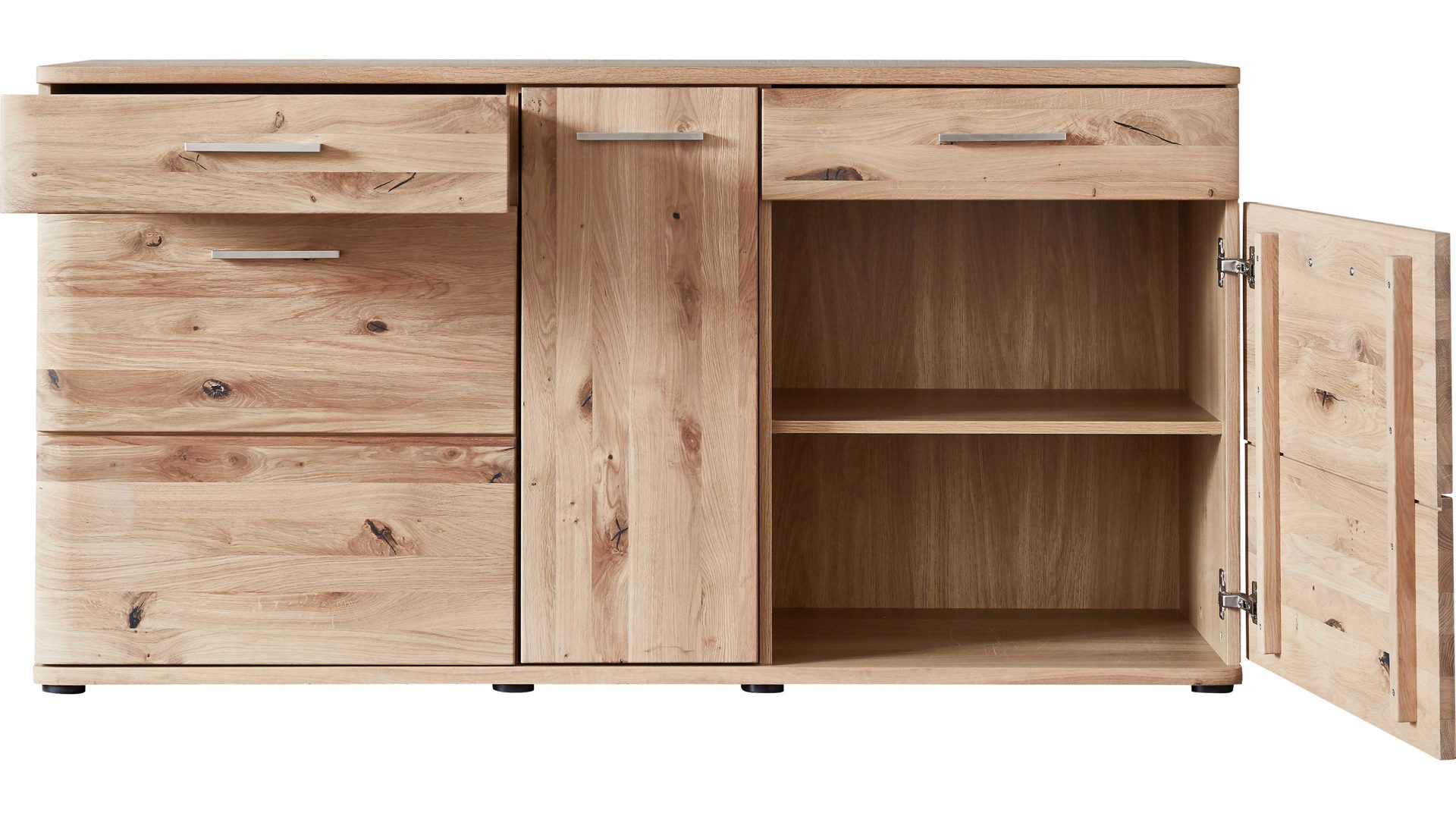 Sideboard Mca furniture aus Holz in Holzfarben Wohnprogramm Santori - Sideboard Eiche & Asteiche – drei Türen, zwei Schubladen