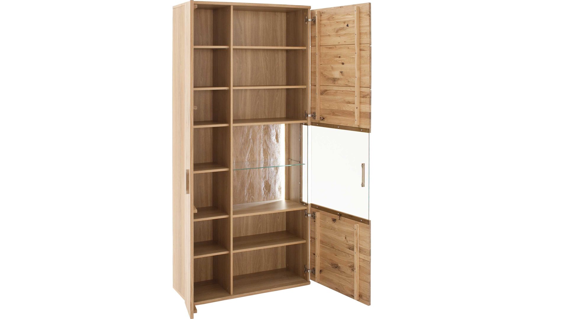 Vitrine Mca direkt aus Holz in Holzfarben Wohnprogramm Santori - Kombivitrine Eiche & Asteiche – zwei Türen