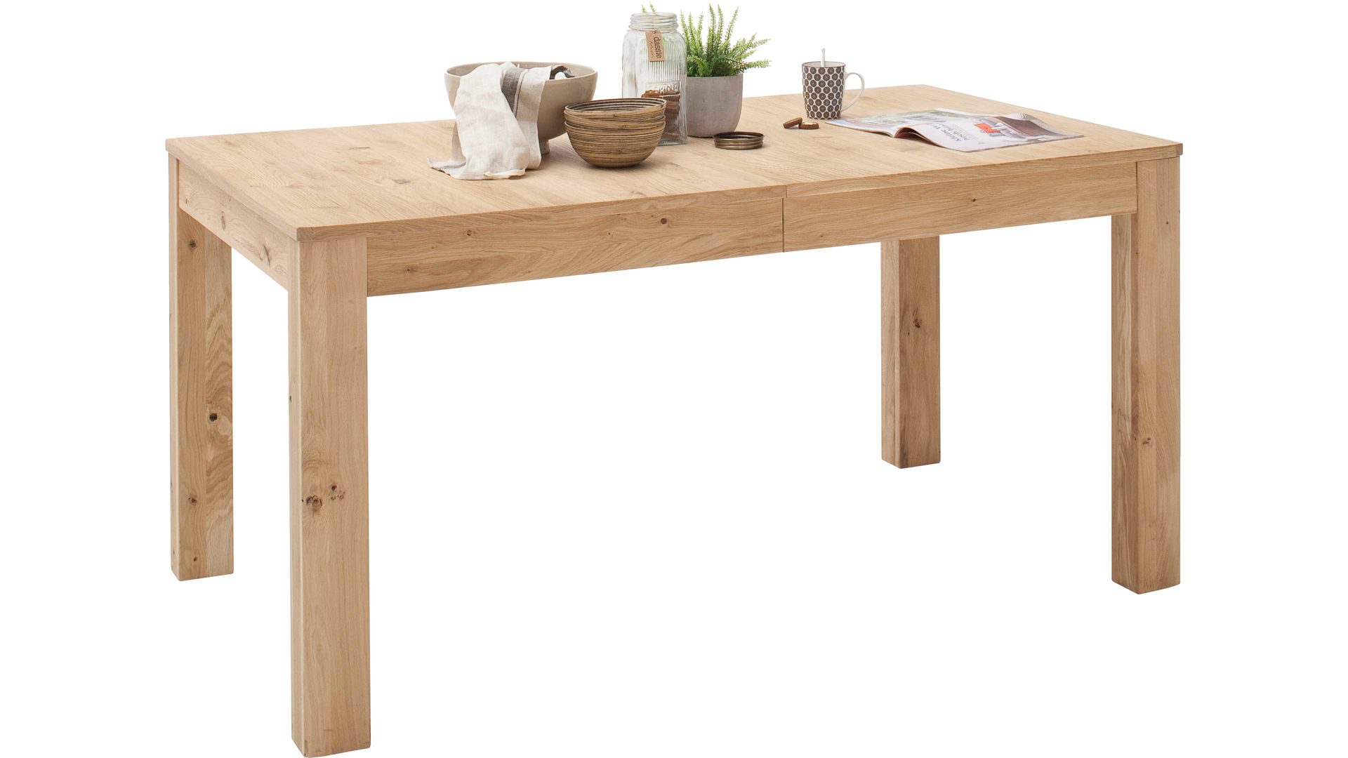 Auszugtisch Mca direkt aus Holz in Holzfarben Wohnprogramm Santori - Auszugtisch Asteiche & Eiche– ca. 160-260 x 90 cm