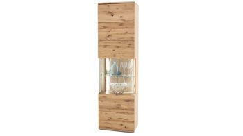 Vitrine Mca direkt aus Holz in Holzfarben Wohnprogramm Santori - Vitrine Eiche & Asteiche – eine Tür, rechts