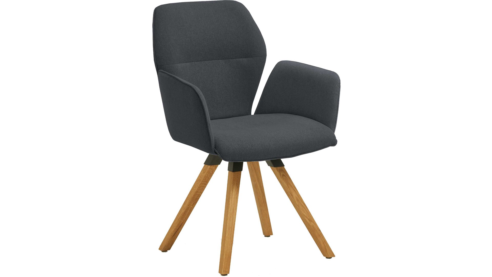 Vierfußstuhl Niehoff sitzmoebel aus Stoff in Dunkelgrau NIEHOFF SITZMÖBEL Armlehnstuhl Merlot Rückholfunktion - graphitfarbener Webstoff Venice 850 & Wildeiche