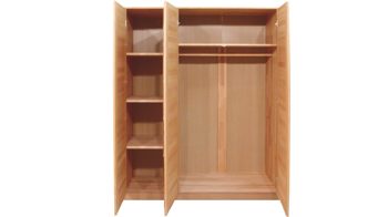 Kleiderschrank Elfo-möbel aus Holz in Holzfarben Kleiderschrank Tollow als Schlafzimmerschrank aus massiver Kernbuche geöltes Kernbuchenholz - Breite ca. 152 cm, drei Holztüren