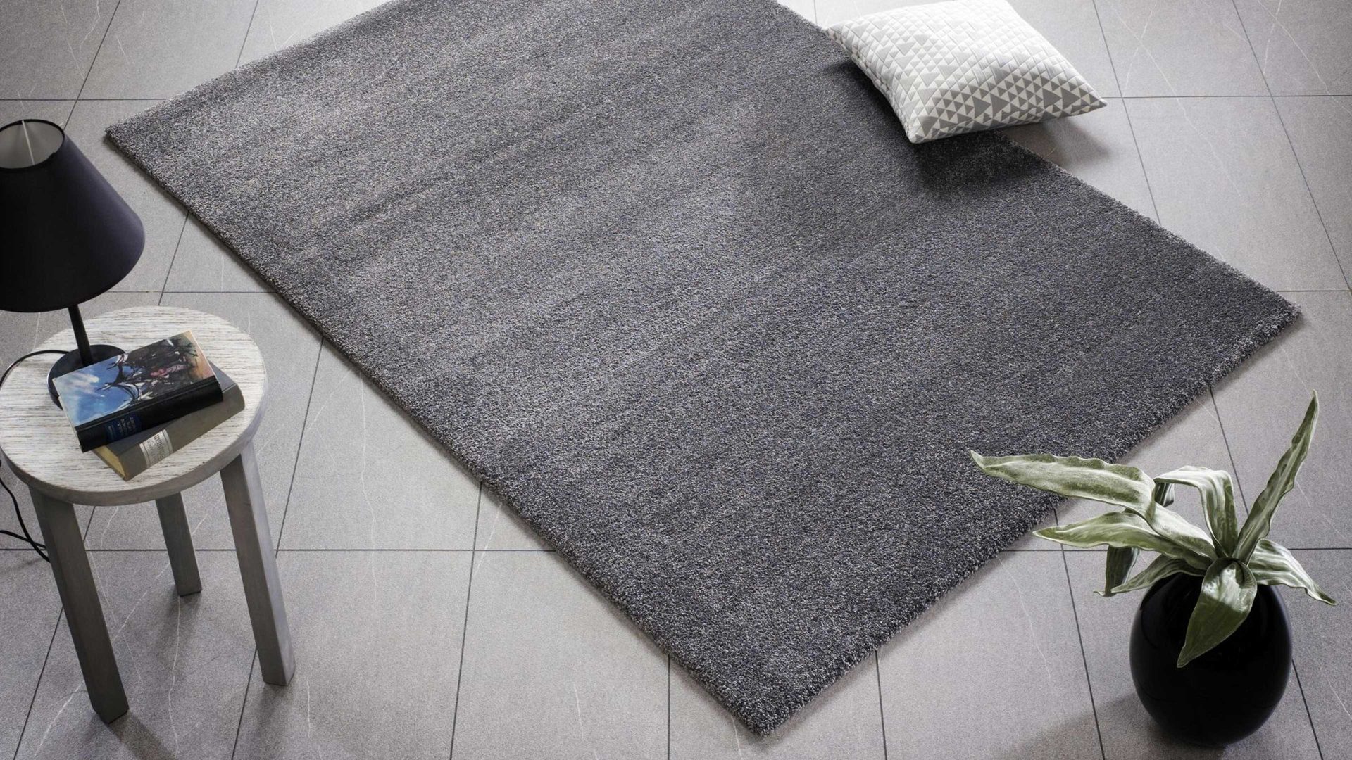 Webteppich Oci aus Kunstfaser in Grau Webteppich Bellevue für Ihre Wohnaccessoires dunkelgraue Kunstfaser – ca. 160 x 230 cm