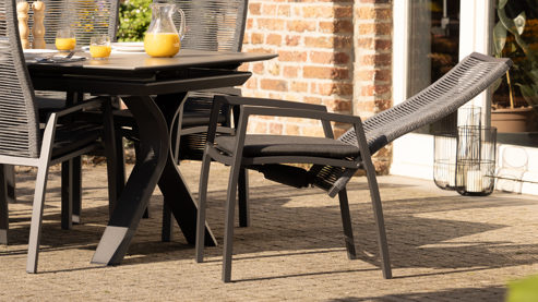 Gartenstuhl /-sessel Interliving aus Kunstfaser in Anthrazit Interliving Gartenmöbel Serie 7011 - Positionsstuhl anthrazitfarbenes Rope, TEXTILENE® & Aluminium