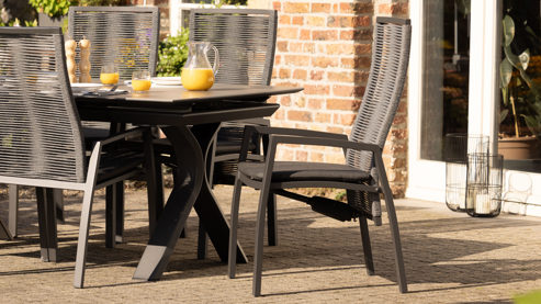 Gartenstuhl /-sessel Interliving aus Kunstfaser in Anthrazit Interliving Gartenmöbel Serie 7011 - Positionsstuhl anthrazitfarbenes Rope, TEXTILENE® & Aluminium