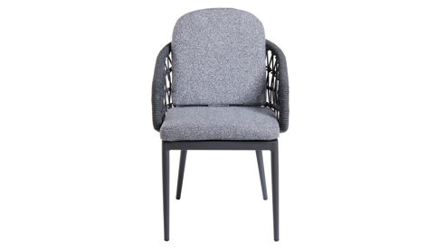 Gartenstuhl /-sessel Interliving aus Kunstfaser in Hellgrau Interliving Gartenmöbel Serie 7012 - Gartensessel hellgrauer Olefin-Teddybezug, Rope & Aluminium