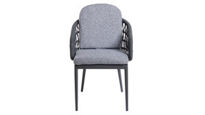 Gartenstuhl /-sessel Interliving aus Kunstfaser in Hellgrau Interliving Gartenmöbel Serie 7012 - Gartensessel hellgrauer Olefin-Teddybezug, Rope & Aluminium