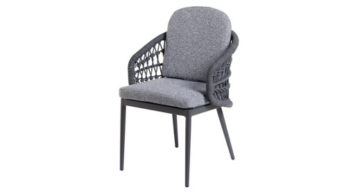 Gartenstuhl /-sessel Interliving aus Kunstfaser in Hellgrau Interliving Gartenmöbel Serie 7012 - Gartensessel hellgrauer Olefin-Teddybezug, Rope & Aluminium