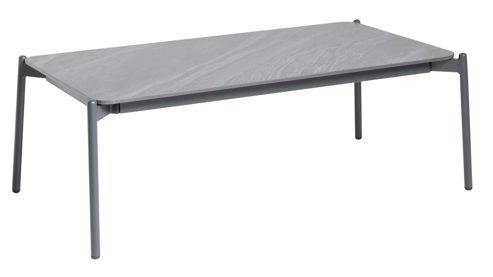 Gartenmöbel-Set Interliving aus Kunstfaser in Grau Interliving Gartenmöbel Serie 7013 - Loungemöbel-Set mit Couchtisch grauer Olefin-Teddybezug, Rope, Aluminium & Sinterstein - vierteilig