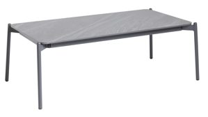 Gartenmöbel-Set Interliving aus Kunstfaser in Grau Interliving Gartenmöbel Serie 7013 - Loungemöbel-Set mit Couchtisch grauer Olefin-Teddybezug, Rope, Aluminium & Sinterstein - vierteilig