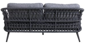 Gartenmöbel-Set Interliving aus Kunstfaser in Grau Interliving Gartenmöbel Serie 7013 - Loungemöbel-Set mit Couchtisch grauer Olefin-Teddybezug, Rope, Aluminium & Sinterstein - vierteilig