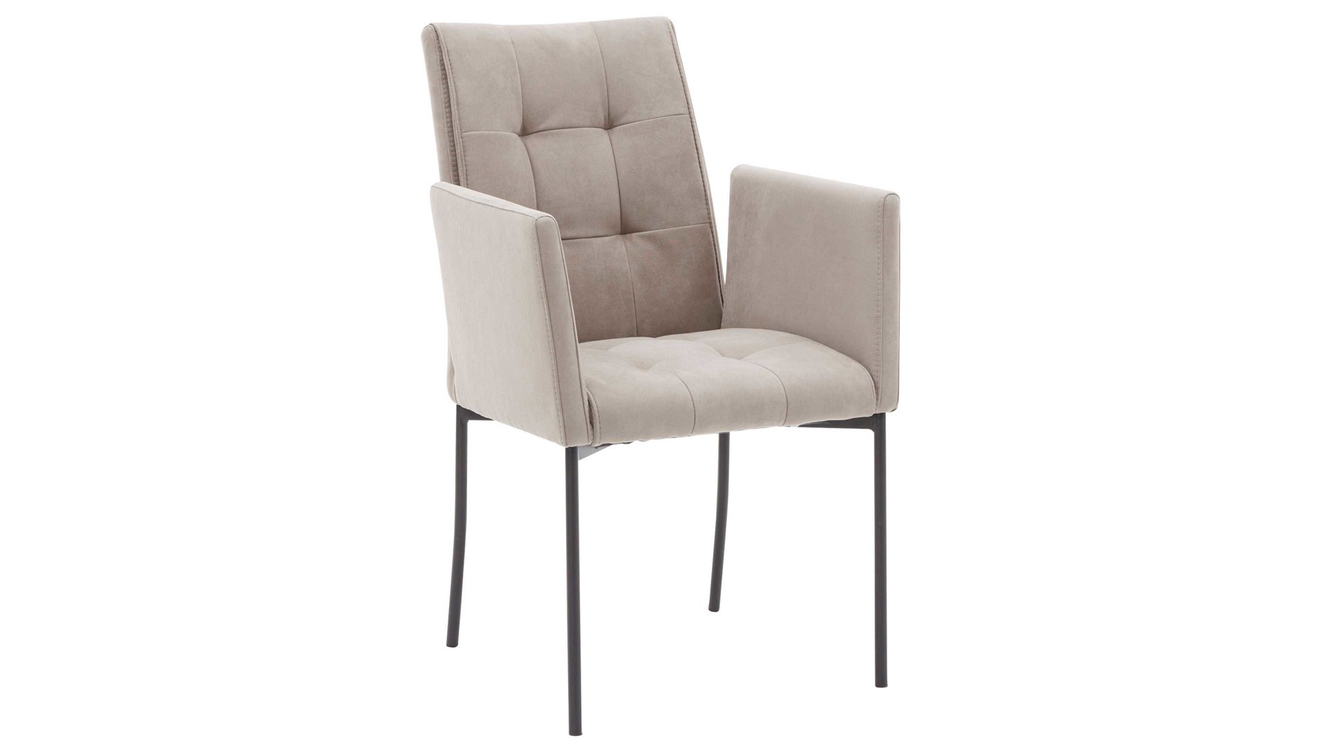 Vierfußstuhl Interliving aus Mikrofaser in Grau Interliving Esszimmer Serie 5104 – Armlehnstuhl graue Mikrofaser Dove & schwarzes Metallgestell