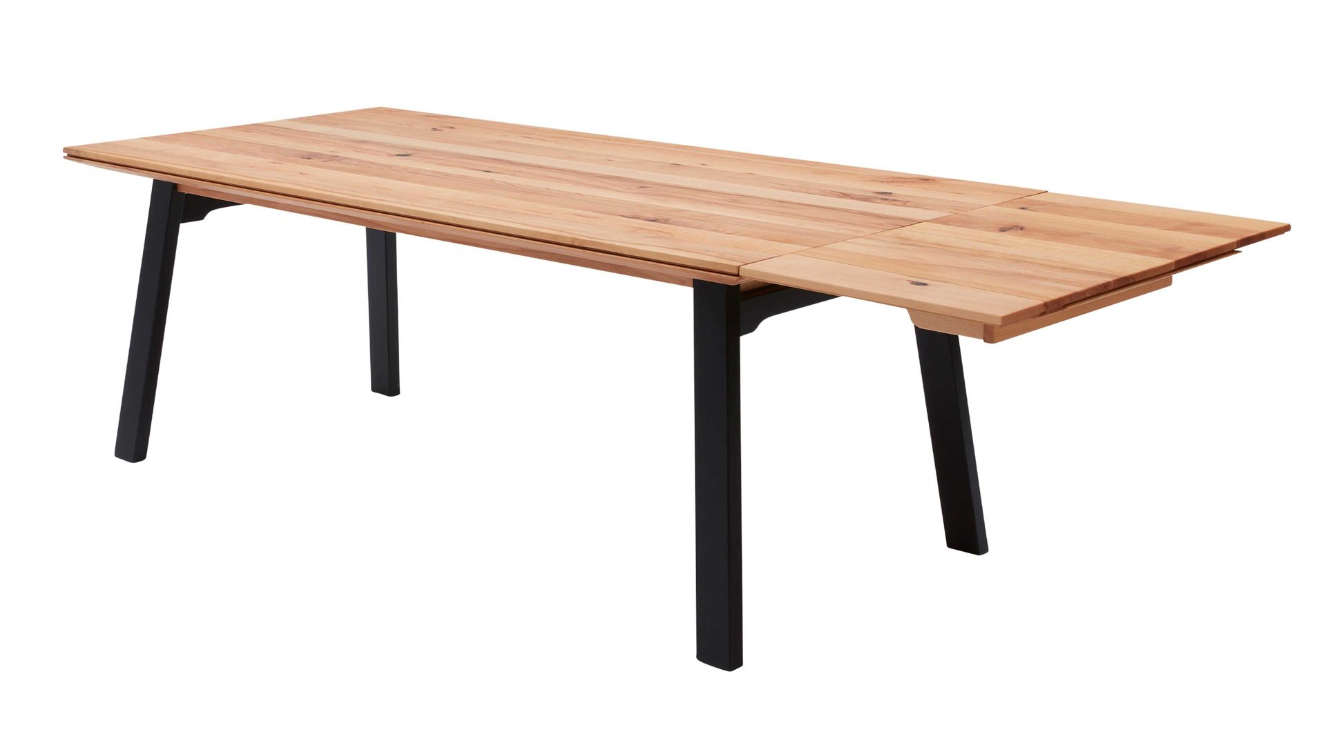 Auszugtisch Interliving aus Holz in Holzfarben Interliving Esszimmer Serie 5102 – Auszugtisch Charakter-Kernbuche & schwarzes Eisen – ca. 180-230 x 100 cm