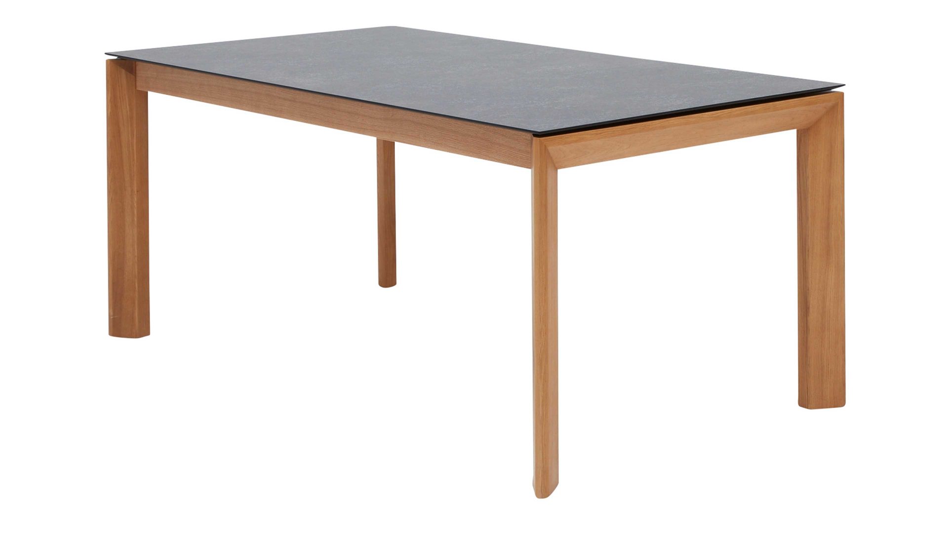 Auszugtisch Interliving aus Holz in Grau Interliving Esszimmer Serie 5102 – Auszugtisch granitfarbenes HPL & Wildeiche – ca. 200-300 x 90 cm