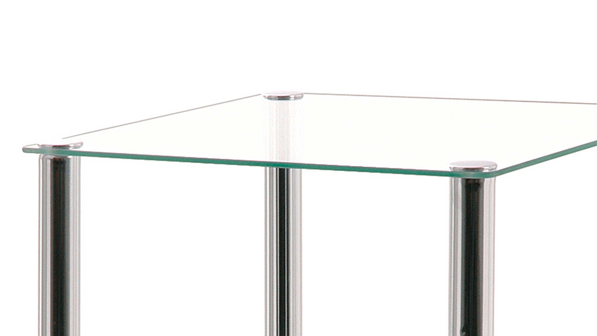 Regal Haku aus Glas in Transparent Glasboden-Regal Klarglas & Chrom – drei Böden