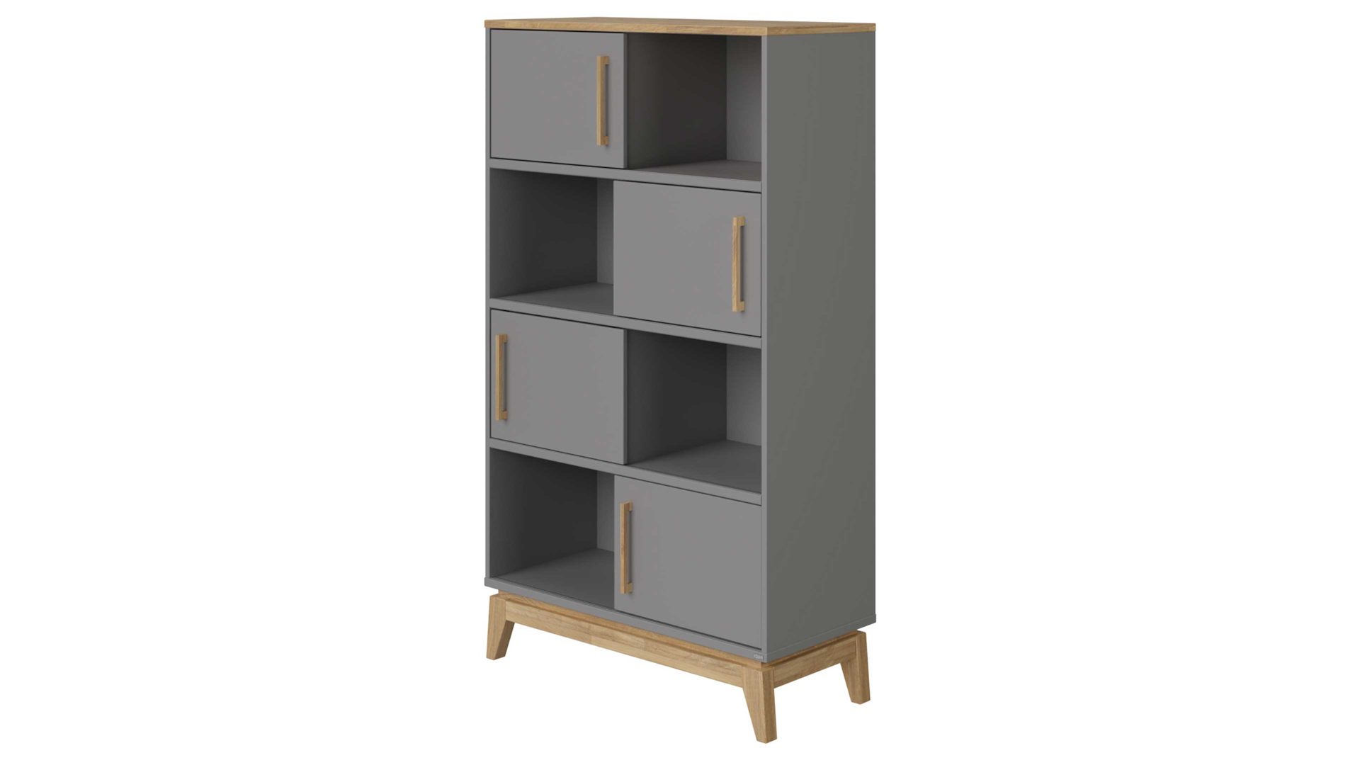 Einzelschrank Paidi aus Holz in Grau PAIDI Stauraumelement Sten Eiche & Schiefergrau – vier Schiebetüren