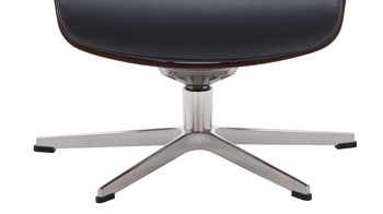 Relaxsessel Conform® aus Leder in Metallfarben CONFORM® Relaxsessel Timeout mit Lederbezug poliertes Aluminiumgestell, schwarzes Leder Memo & Walnuss-Sitzschale