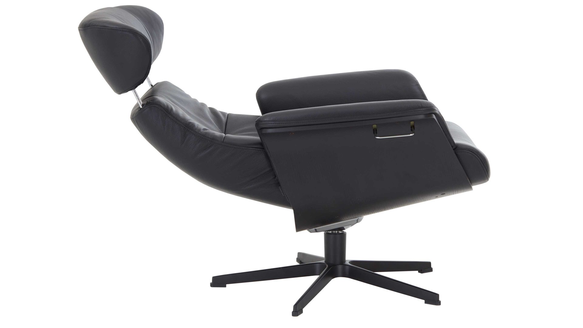 Relaxsessel Conform® aus Leder in Schwarz CONFORM® Relaxsessel Timeout mit Lederbezug schwarzes Leder Memo & schwarzes Aluminiumgestell