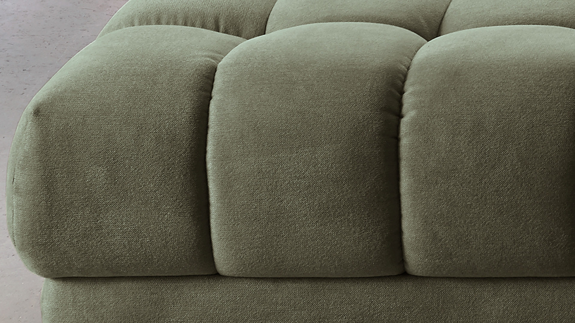 Polsterhocker KAWOO aus Stoff in Dunkelgrün KAWOO Polster Serie VS-MP1038 - XXL-Polsterhocker moosfarbene Chenille Nemo & Metallfüße – ca.  126 x 76 cm