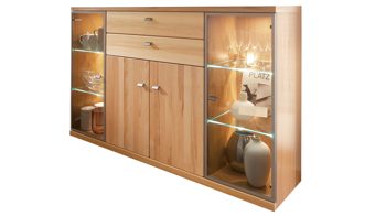 Highboard Rietberger möbelwerke | rmw aus Holz in Holzfarben Viva Highboard Kernbuche – vier Türen, zwei Schubladen