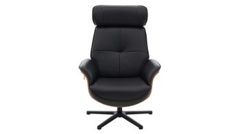 Relaxsessel Hukla® aus Leder in Schwarz VS-HU1141 - Relaxsessel schwarzes Leder Torro & Nussbaum
