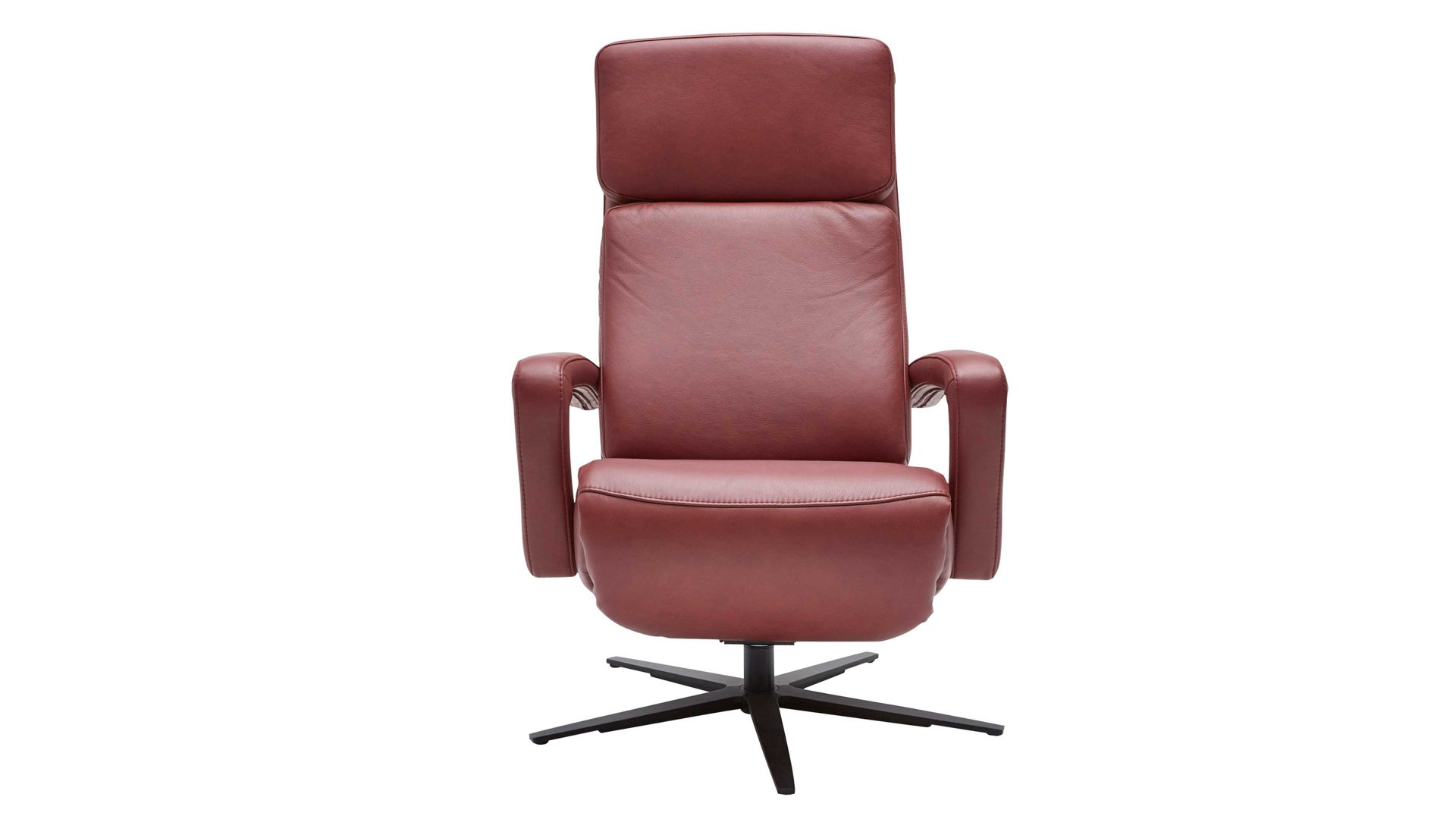 Relaxsessel Interliving aus Leder in Dunkelrot Interliving Sessel Serie 4541 – Relaxsessel manuell - barolofarbenes LongLife-Leder Rodeo & Sternfuß V4S
