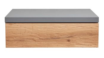 Nachtkommode Interliving aus Holz in Dunkelgrau Interliving Schlafzimmer Serie 1025 – Hängekonsole links, eine Schublade - Graphit & Balkeneiche gehackt