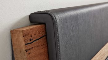 Kissen-Set Interliving aus Stoff in Dunkelgrau Interliving Schlafzimmer Serie 1025 – Kopfteilpolster-Set Länge ca. 92 cm - graphitfarbenes Kunstleder